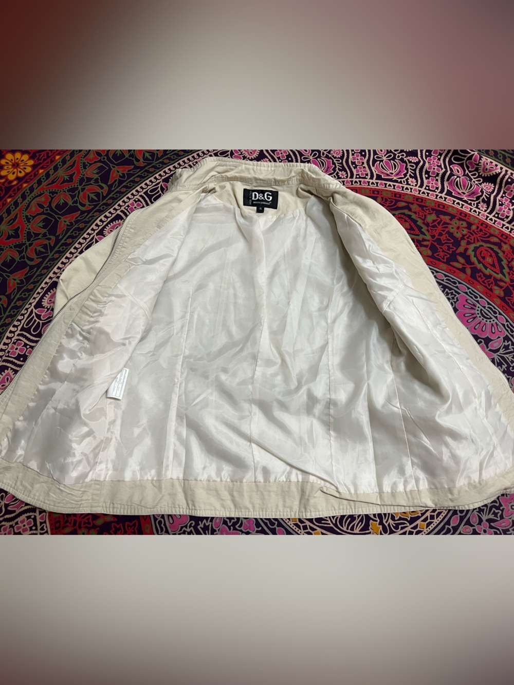 D&G Lightweight Cream Zip-Front Women's Jacket Moto Style size XL - Picture 6 of 7